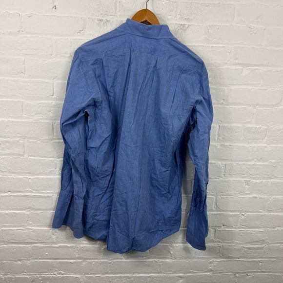Barneys New York Men's Casual Button Down Shirt Long Sleeve Blue Size 15/33 - Picture 2 of 4
